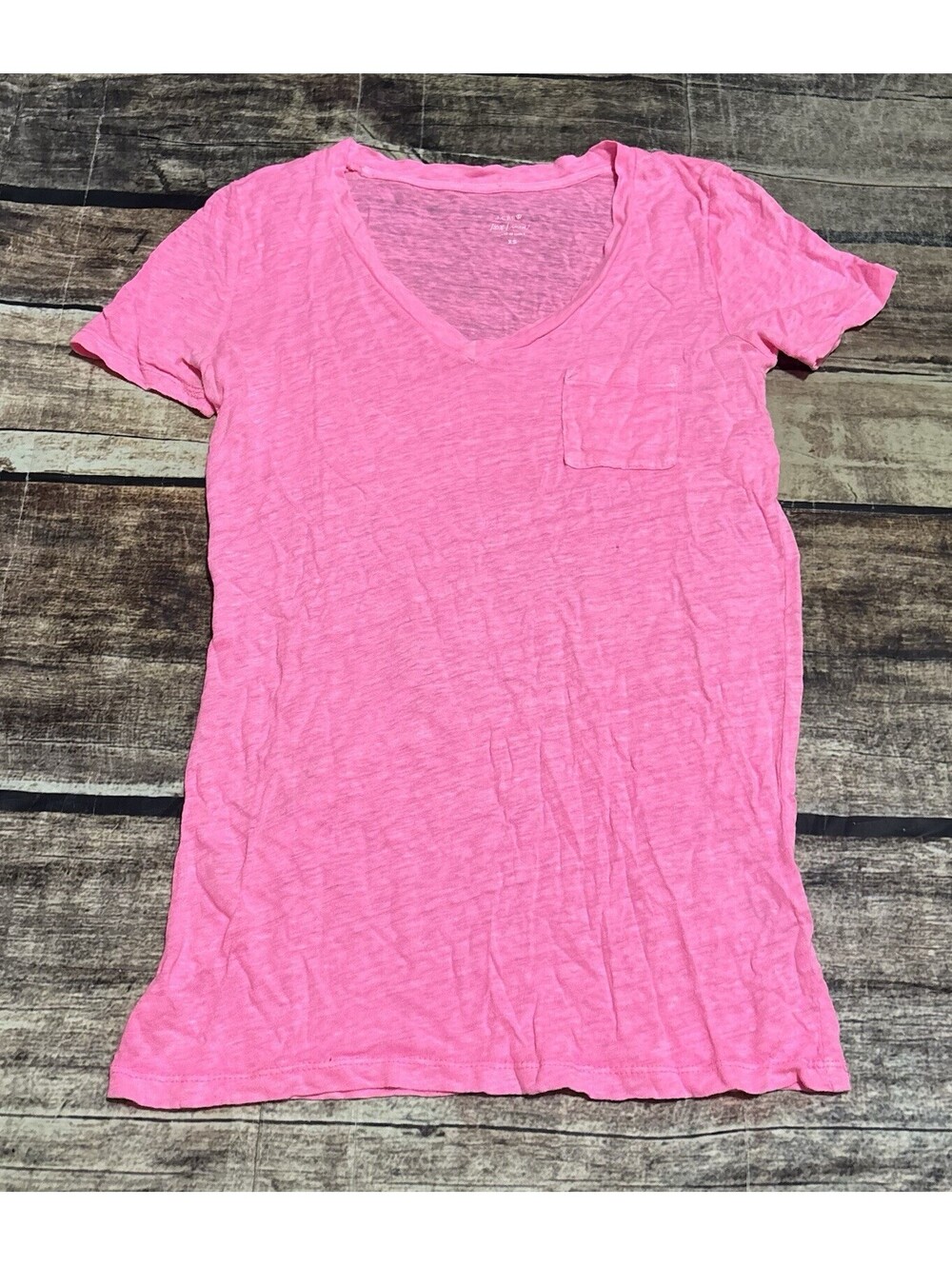 J Crew Top Womens XS Linen Tunic Pink Short Sleeve Pocket